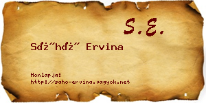 Sáhó Ervina névjegykártya
